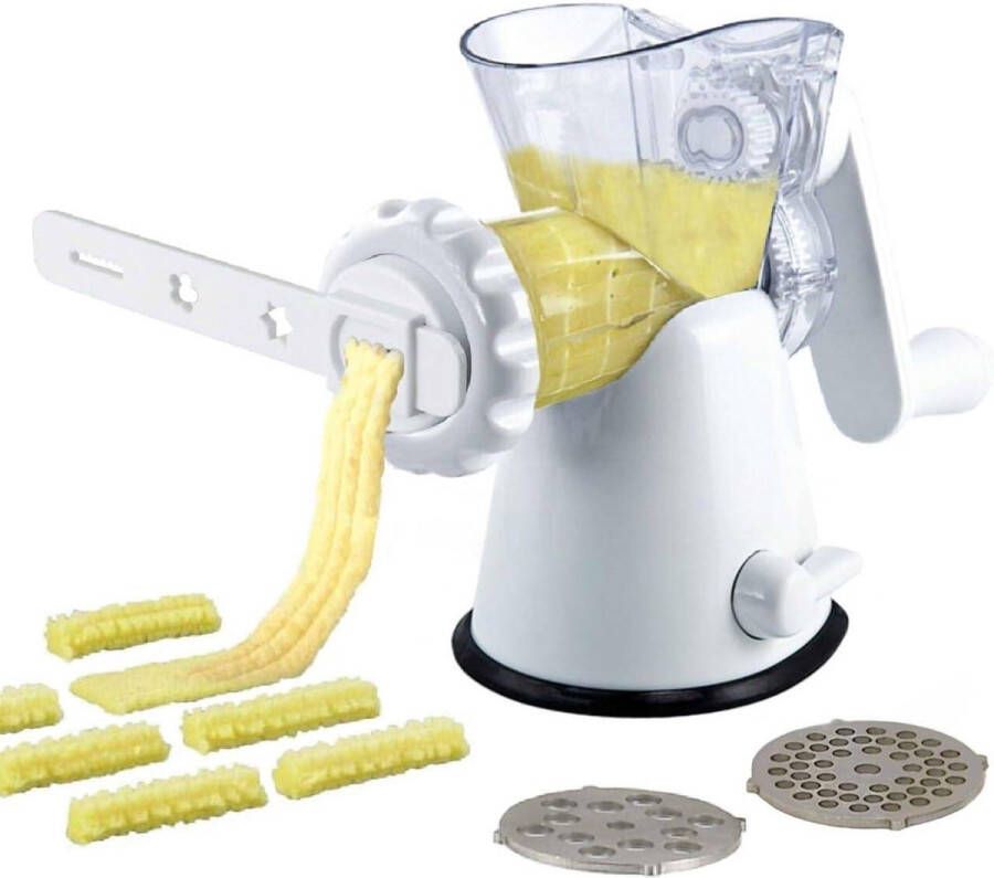 Handmatige vleesmolen en groenteversnipperaar koekjesmachine met bijlage voor koekjespatronen wit - Foto 1