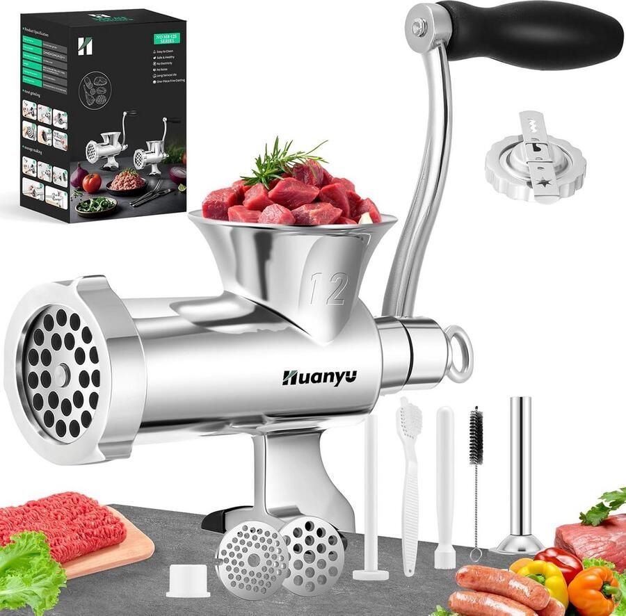 Handmatige Vleesmolen & Worstmaker RVS