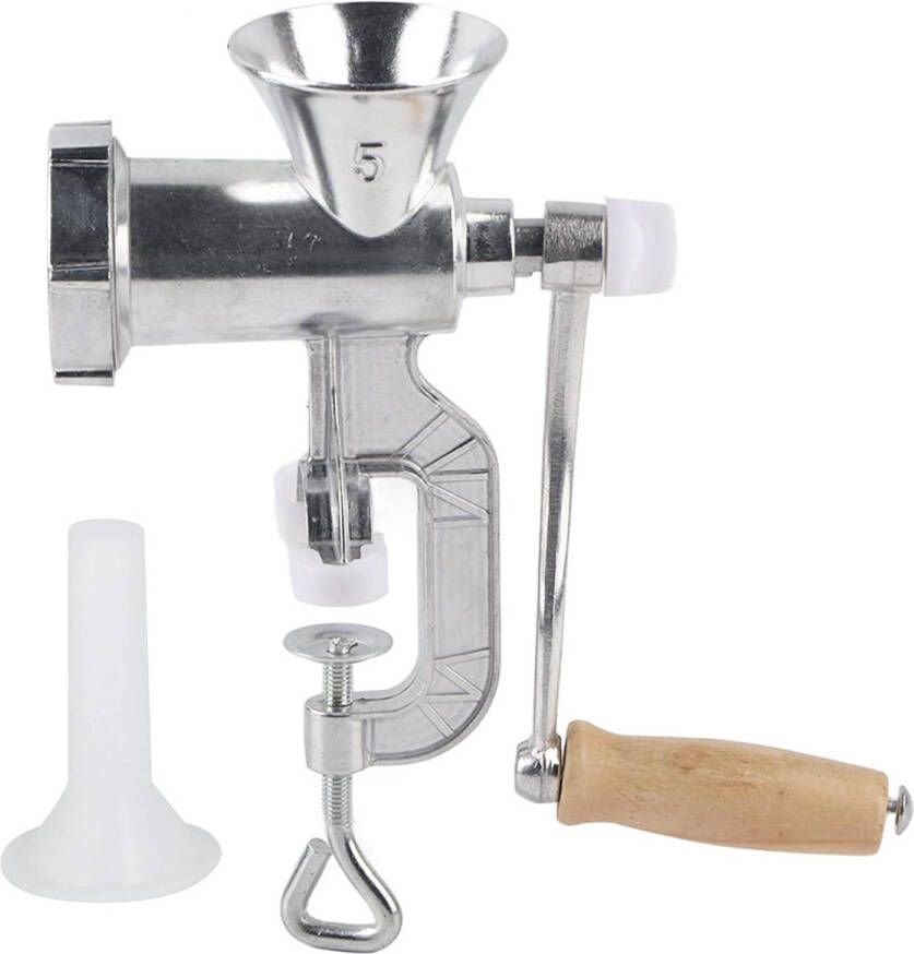 Allecto Plus Handmatige vleesmolen van aluminium voor worsten maken en kruiden malen Keukengereedschap voor tafel Vleesvuller
