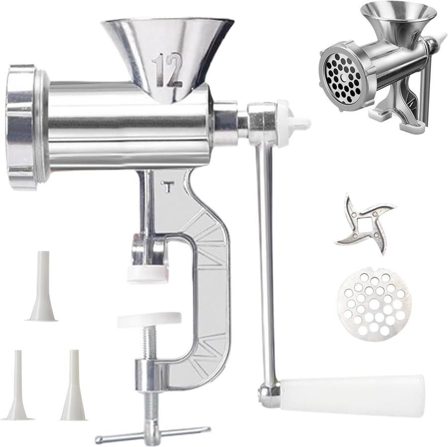 Handmatige Vleesmolen Keukenmachine Gehakt Zelf Worst Maken Precisie Tandwielsysteem 24x20cm Metaal