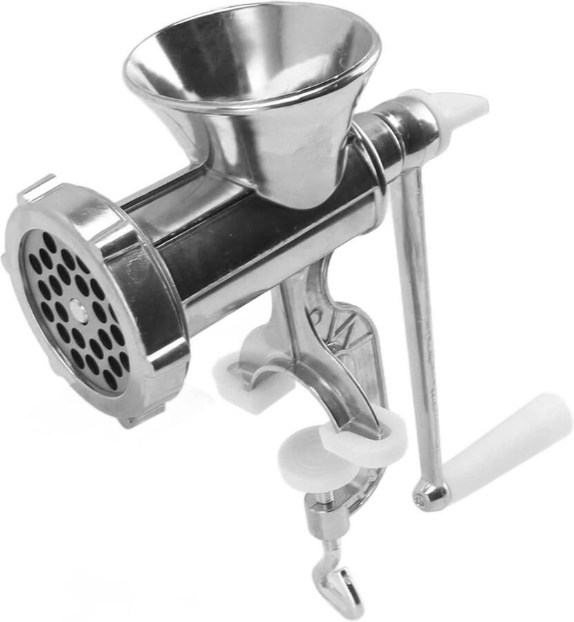 Handmatige Vleesmolen Keukenmachine Hakken Vlees Malen Spiraal Extrusie Aluminiumlegering Zilverkleurig