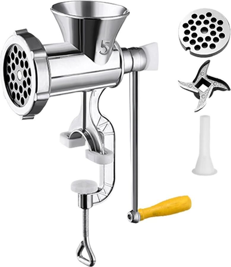 Handmatige Vleesmolen Keukenmachine Worstmaker Vlees Malen Afneembaar Ontwerp 25-28 cm Zilver