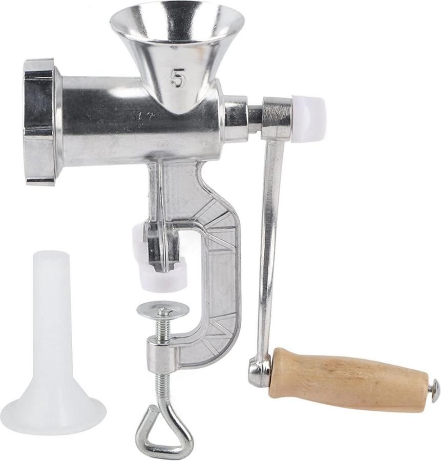 Handmatige Vleesmolen met Worstvuller RVS Keukenapparaat voor Gehakt en Worstjes