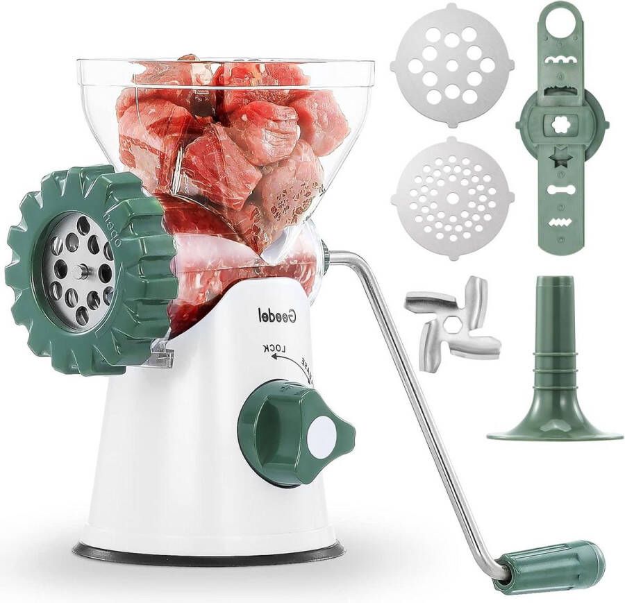 Handmatige vleesmolen roestvrij staal gehakt gebakpers churros maker handmatige worstvulmachine worst spuitgebak groen Gehaktmolen