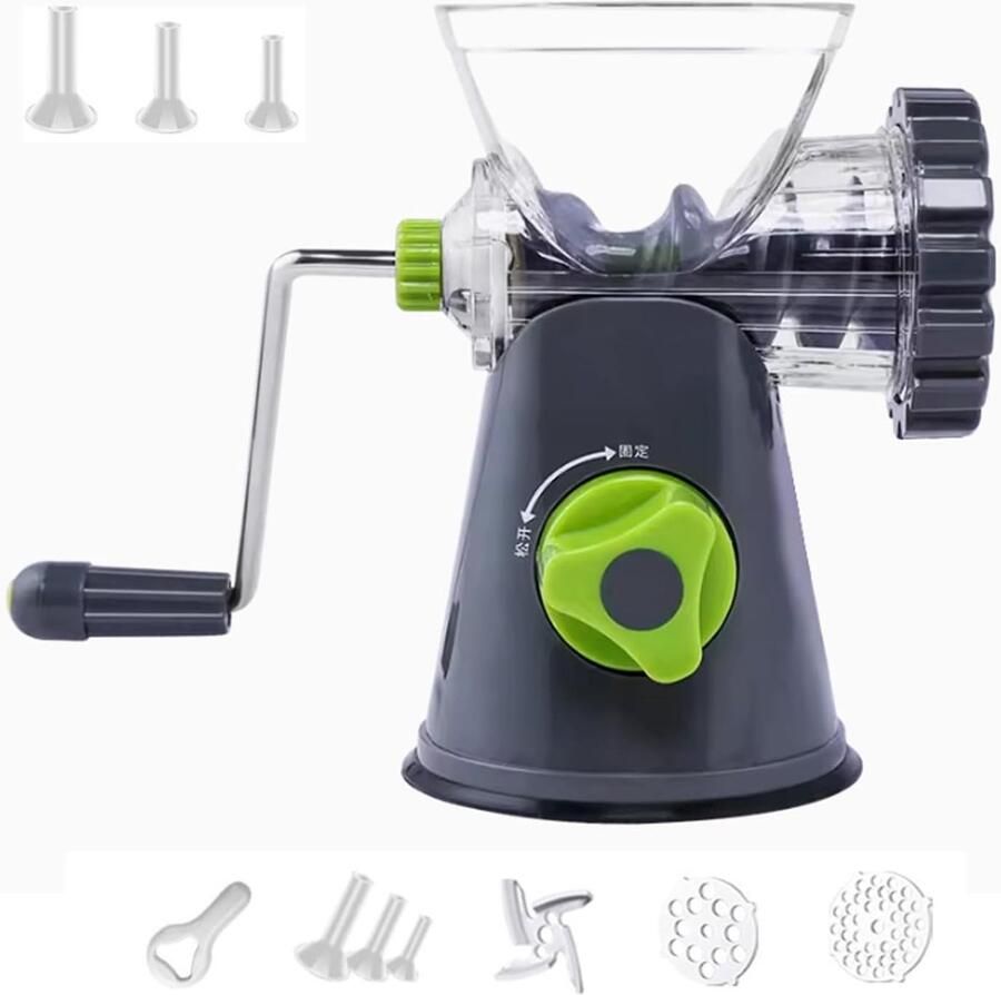 Handmatige vleesmolen set chef-kok vleesmolen met gebakopzetstuk roterende molen voor vlees ook ideale bakkoekjes kerstkoekjes gebakpers gemaakt van kunststof bevestiging zandkoekjes koekjes
