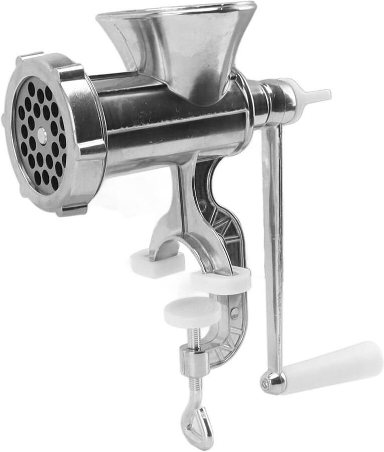 Handmatige Vleesmolen Worstenvuller Keuken Fijnhakken Malen Spiraalvormige Extrusie Compact Ontwerp Zilver