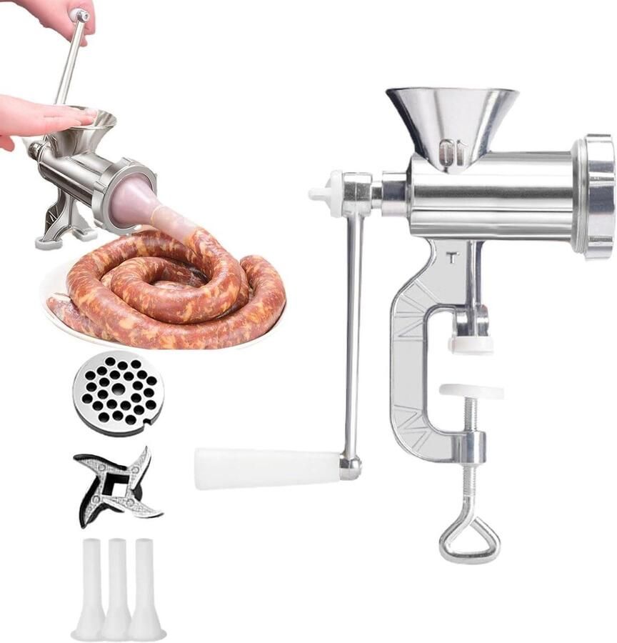 Handmatige Vleesmolen Worstmaker Keuken Thuis Vlees Malen Afneembaar Ontwerp Groot Formaat Grijs