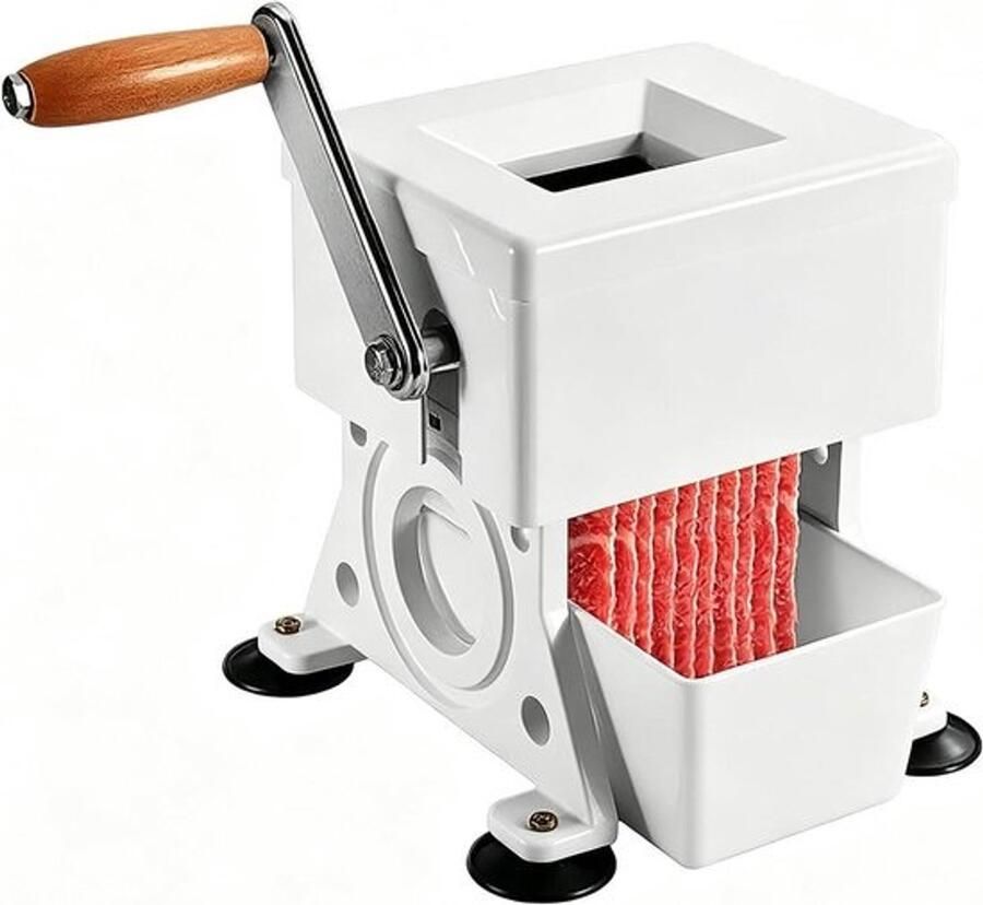 Handmatige Vleessnijder Keuken Snijmachine Gelijkmatig Snijden Stabiele Zuignappen Instelbaar 1.5-10mm Zilver