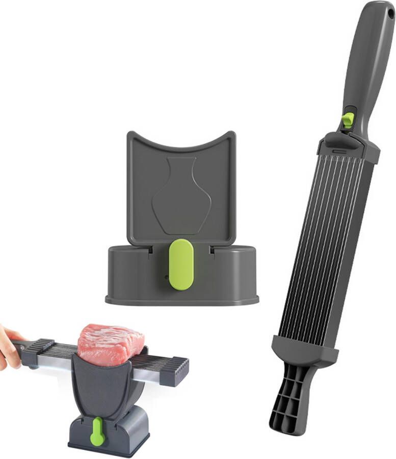 Handmatige Vleessnijder Van Roestvrij Staal – Instelbare Dikte 2 of 4 Mm – 17-in-1 Snijmachine Voor Vers Vlees Snijder Voor Rundvlees Geschikt Voor Rauw Vlees Vers Vlees Snijmachine Hakmes Voor Het Snijden En Versnipperen Van Vlees