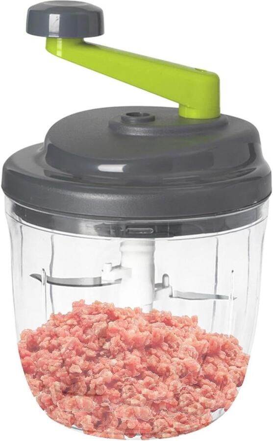 Handmatige Voedsel chopper Keukenmachine Groente Snel Ingrediënten Snijden Geluidsarm Zwengelontwerp 14.3 cm Hoog Wit
