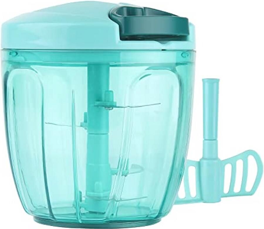 Handmatige Voedsel Groente Chopper met 5 Blades Eenvoudige Knoflook Crusher en Smoothie Blender 900ml