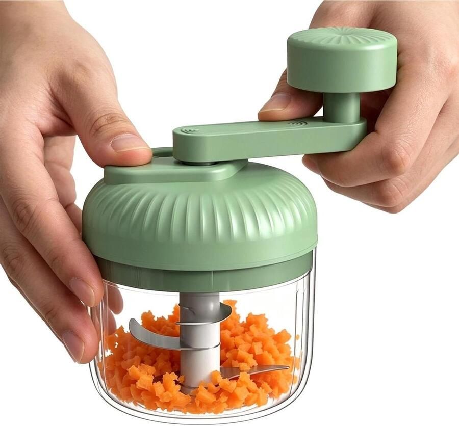 Handmatige Voedselhakker Keuken Hulp Maaltijd Voorbereiden Drie Snelheden 15x10x15 cm Groen