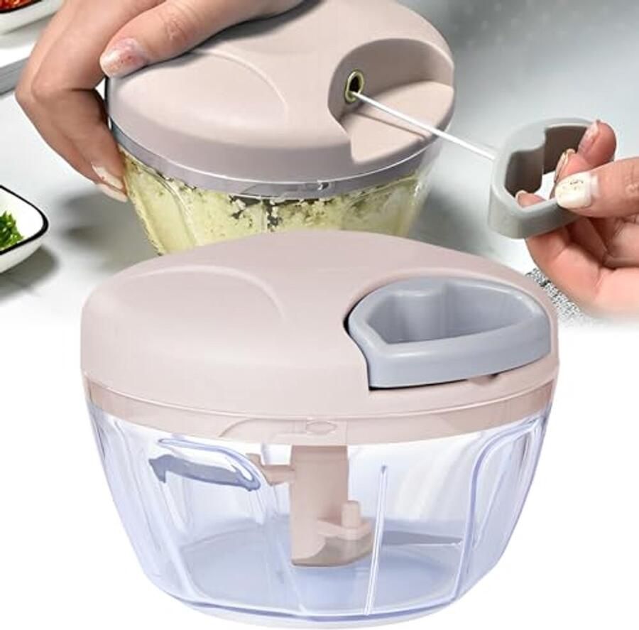 Handmatige voedselhakselaar voor groenten vlees fruit noten en knoflook – Keukenhulp in roze