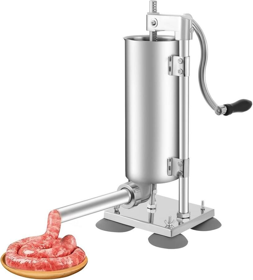 Handmatige Worstenvuller 3 Liter Verticaal RVS Worstmachine met 8 Vulstops