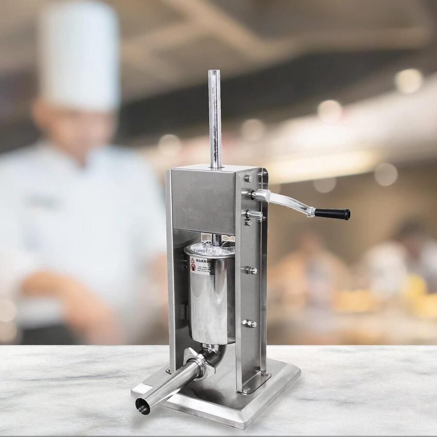 Handmatige Worstenvuller 5 Liter Verticaal Vulsysteem met 5 Trechtermattens RVS