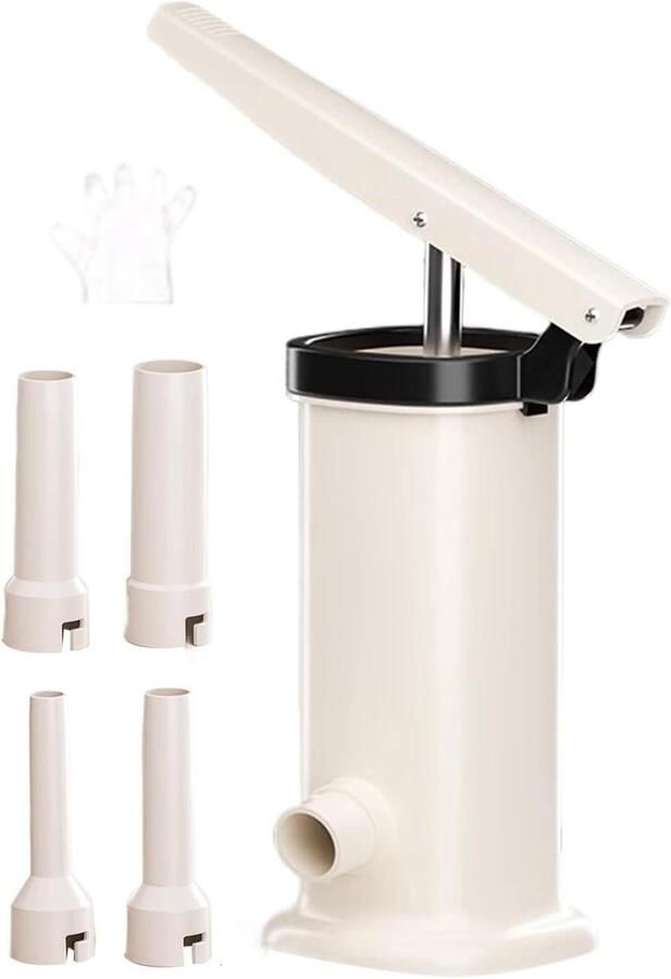 Handmatige Worstmachine Vleesvuller Zelf Worst Maken Hefboom Mechanisme 2 Liter Inhoud Crèmekleurig