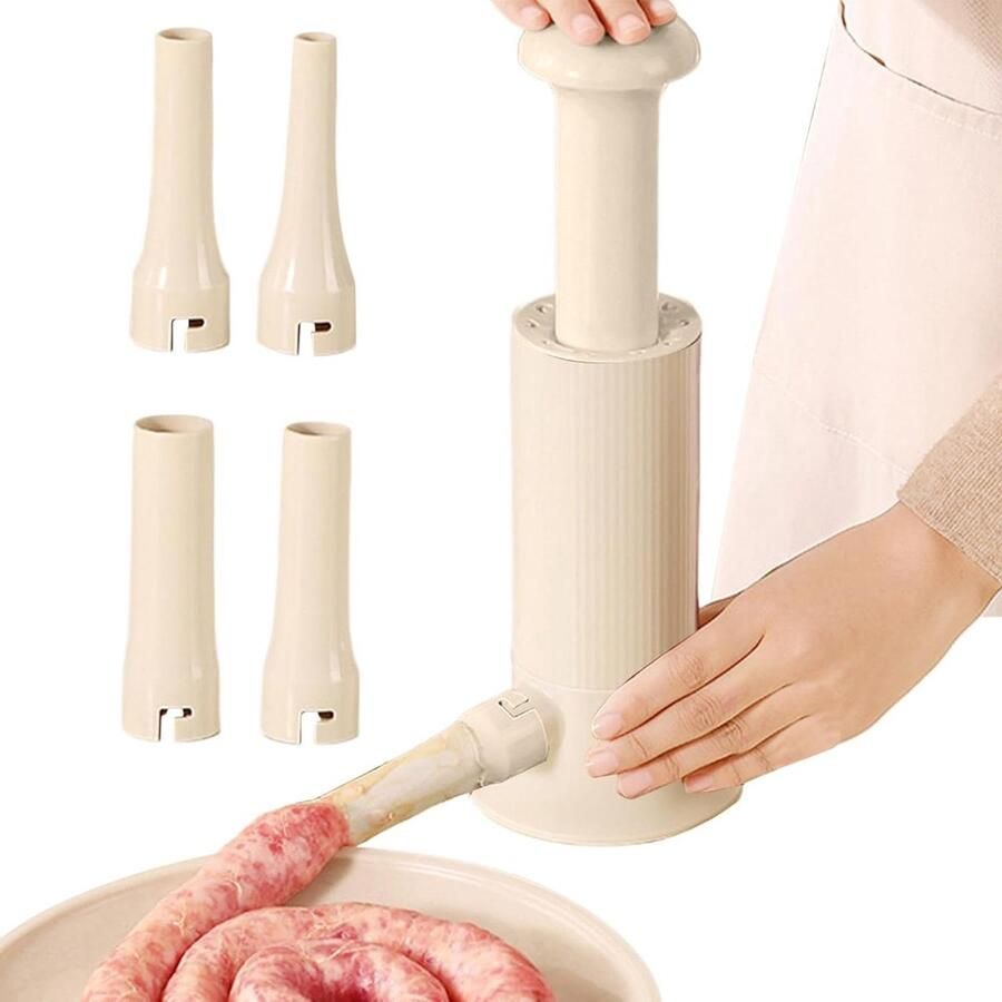 Handmatige Worstmaker Worstjes Maken Keuken Gebruik 4 Vulslang Opties 24.5 cm Licht Koffie