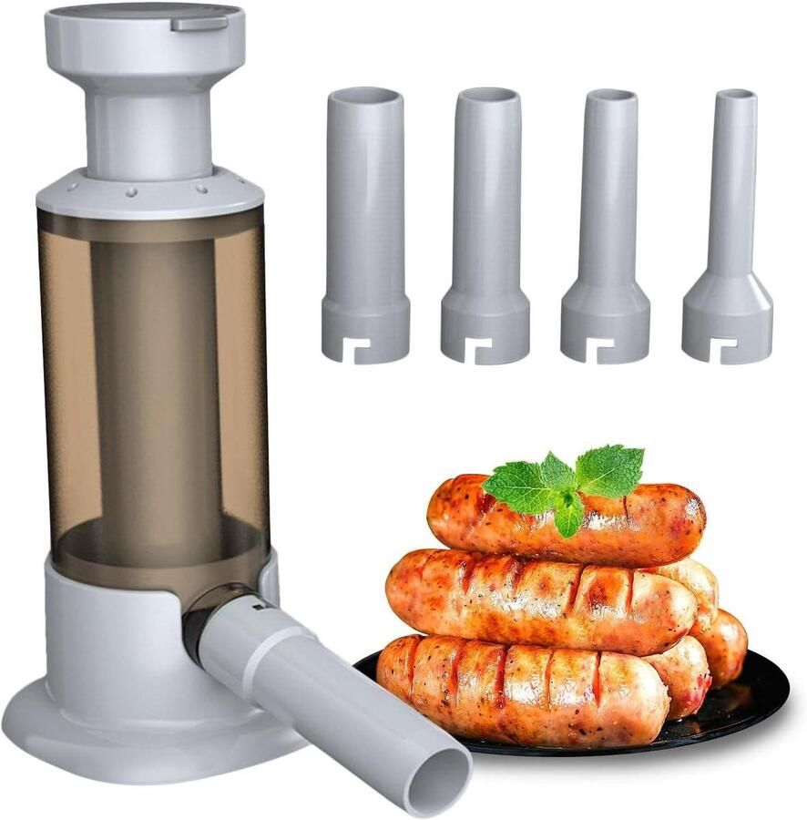 Handmatige Worststopper Worstmaker Keuken Zelf Worst Maken Inclusief 4 Vulbuizen Compact Formaat Koffie