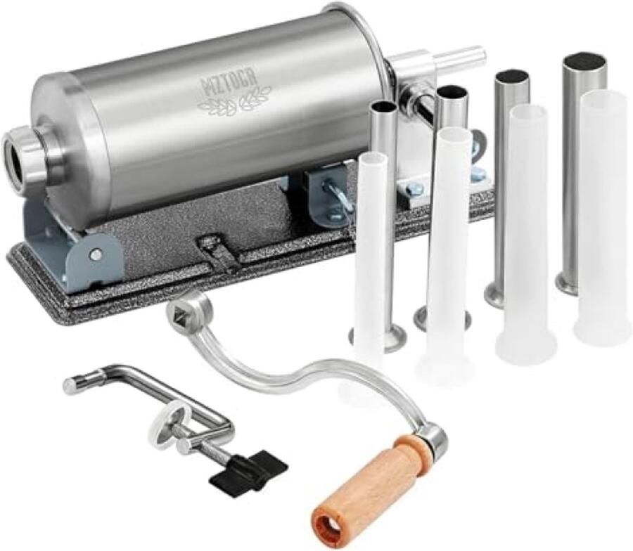 Handmatige worstvuller met 8 vulbuizen Roestvrijstalen keukenmachine voor zelfgemaakte worsten