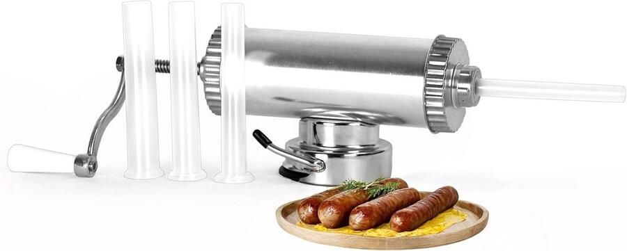 Handmatige Worstvuller voor Perfecte Worsten – Roestvrij Staal 4 Trechters 1 kg Capaciteit