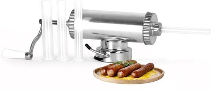 Handmatige Worstvuller voor Perfecte Worsten – Roestvrij Staal 4 Trechters 1 kg Capaciteit