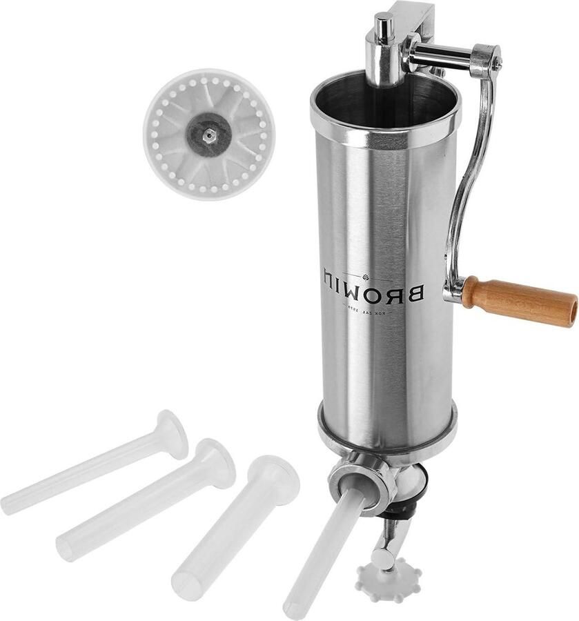 Handmatige Worstvuller Worstmachine Keuken Zelf Worst Maken Verticale Roestvrij Staal 25 kg Capaciteit Zilver