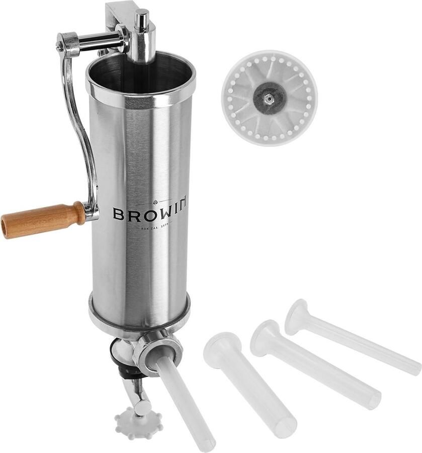 Handmatige worstvuller Worstmachine keuken Zelf worst maken Verticale vuller 25 kg capaciteit Zilverkleurig