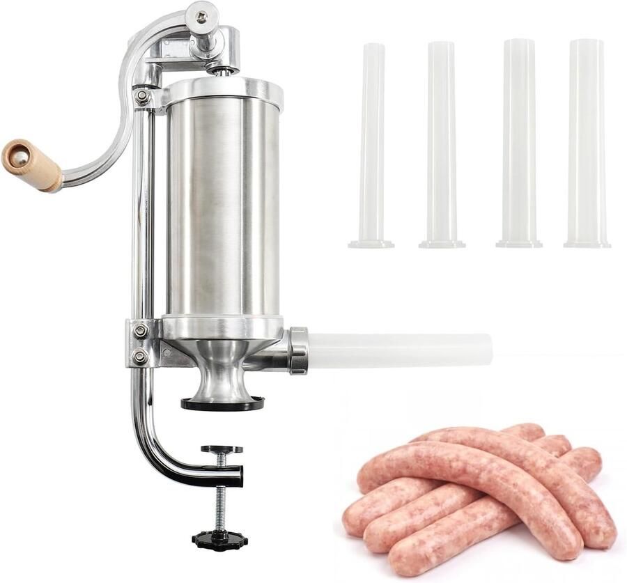 Handmatige worstvulmachine 1 25 kg roestvrij staal tafelbevestiging perfect voor thuisgebruik ShopVlot