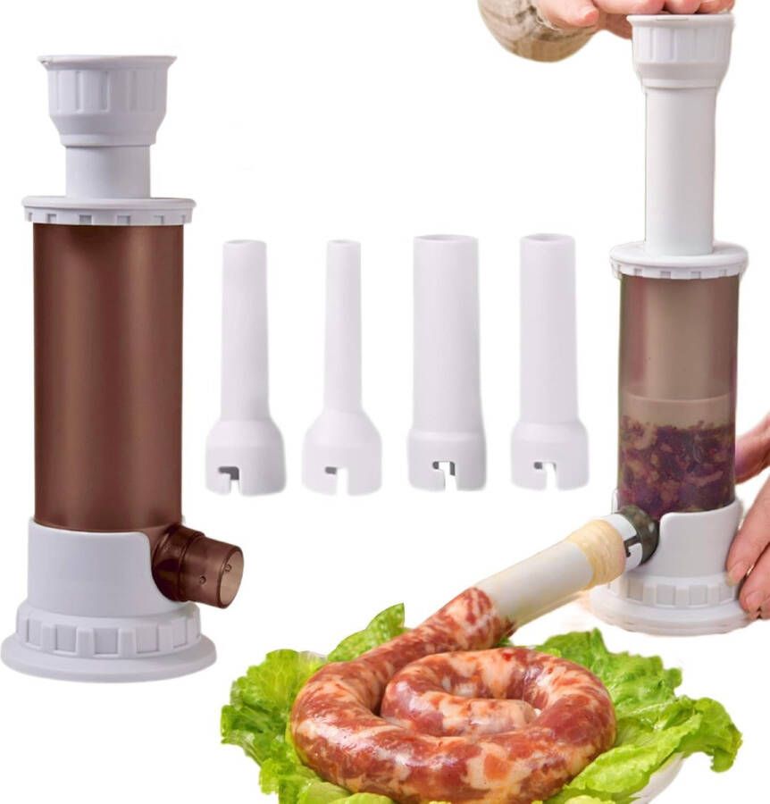 Handmatige worstvulmachine met 4 vulbuizen voor zelfgemaakte worsten