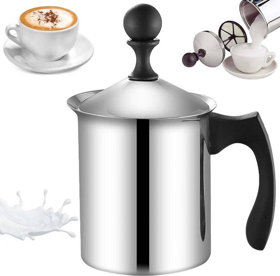 Handmelkopschuimer 800 ml roestvrij staal handmatige schuimer voor perfect melkschuim koffietrek-doorn dubbele zeef speciaal drukmechanisme