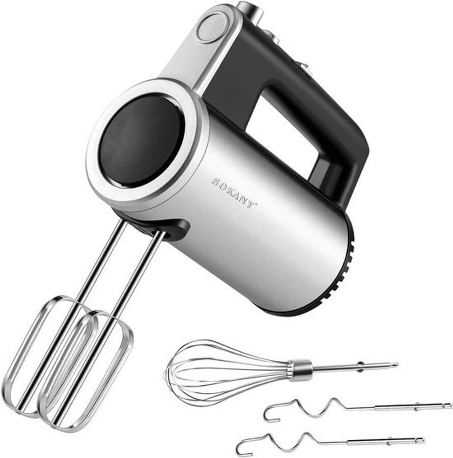 Handmixer 3-in-1 Keukenmixer Apparaat Bakken en Koken 800 Watt Kracht 16B x 19H cm Zilver Zwart