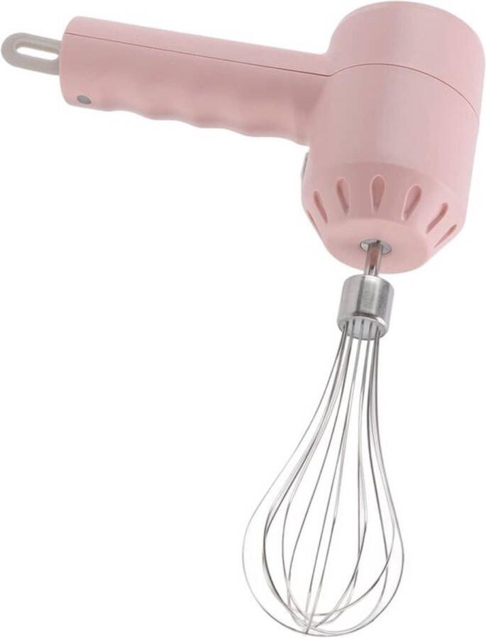 Handmixer 3 snelheden draadloos draagbare garde voor ei en melk roestvrijstalen klopper pudding cakes roze