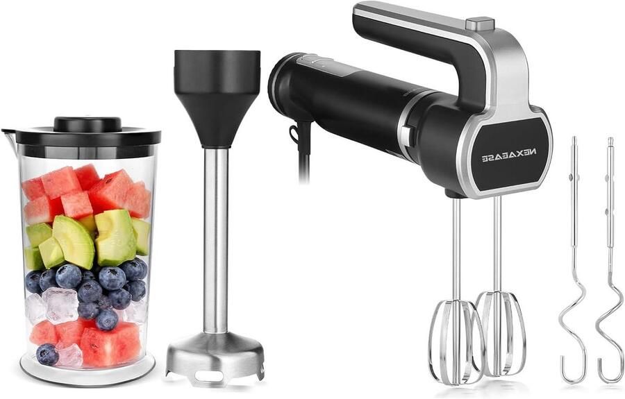 Handmixer Blender Keukenmachine Eten Bereiden 2-in-1 Ontwerp 600 Watt Zilver