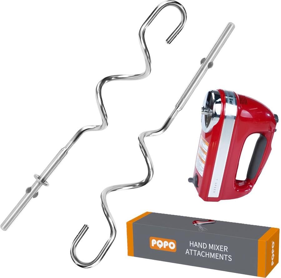 Handmixer deeghaak 2 stuks roestvrij staal vervangende hulpstukken perfect voor deegmixen ShopVlot