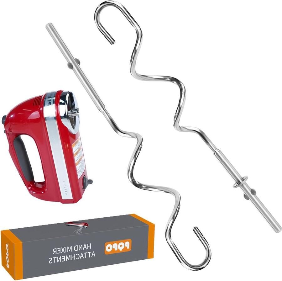 Handmixer Deeghaak Roestvrij Staal Brood Bakken Brede Compatibiliteit 19.9 x 4.9 cm Zilver