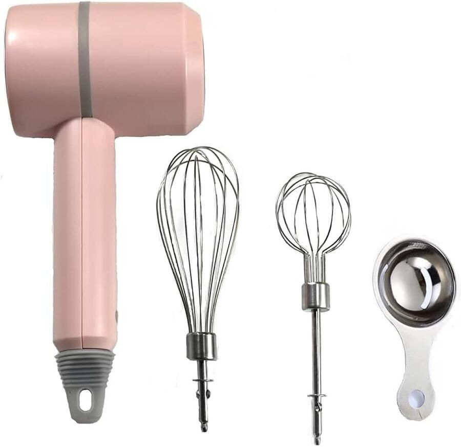 Handmixer Draagbare elektrische snoerloze handmixer 3-snelheden USB-oplaadbaar met dubbele mixerzweepjes en eierscheider voor het opkloppen of mixen van eieren boter room keukenbakken en koken