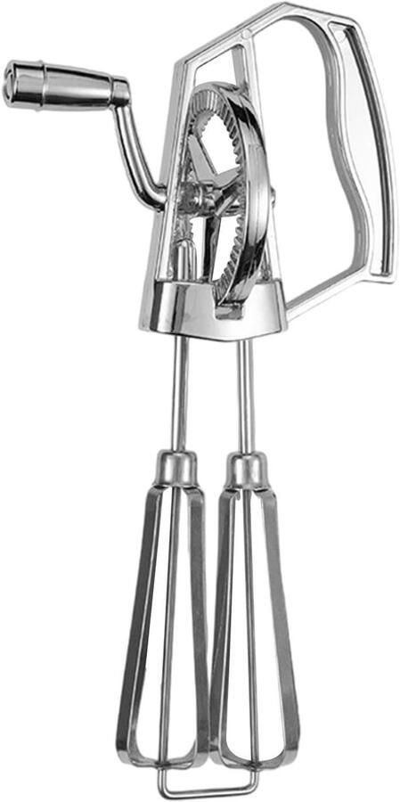 Handmixer Eierklopper Zwengel Bakken en Koken Dubbel Wiel Ontwerp 255 x 14 x 65 cm Zilverkleurig