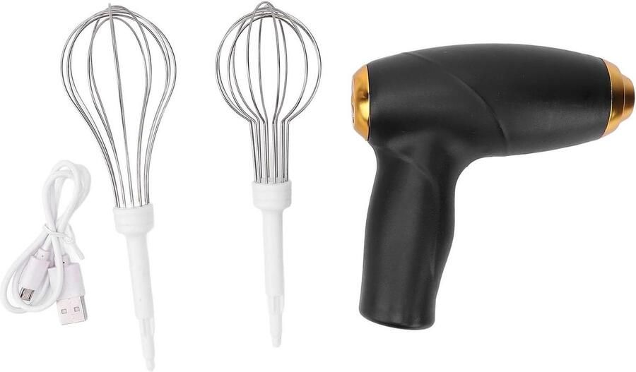 Draadloze Handmixer Elektrische Garde Bakken en Mixen USB Oplaadbaar Compact Formaat Zwart