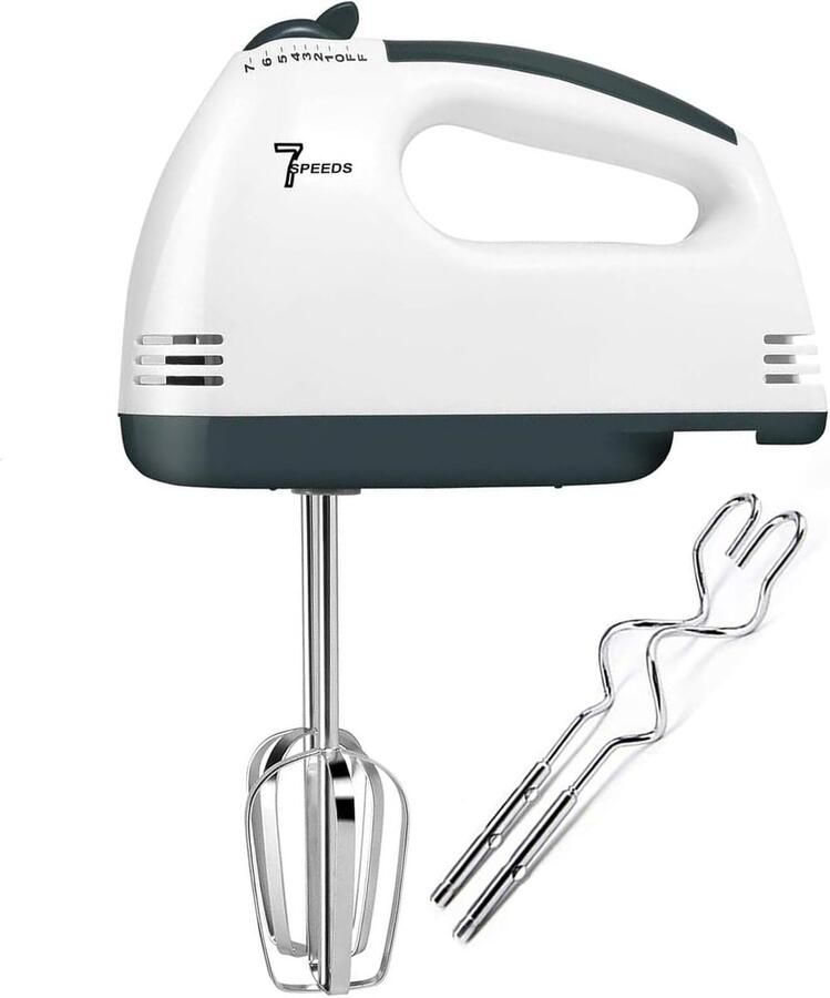 Handmixer elektrische handgarde elektrische handmixers voor het bakken kleine roestvrijstalen handmixer met 7 snelheden 2 mixers en 2 deeghaken Elektrische handmixers voor het kloppen van eieren en cakes in de keuken