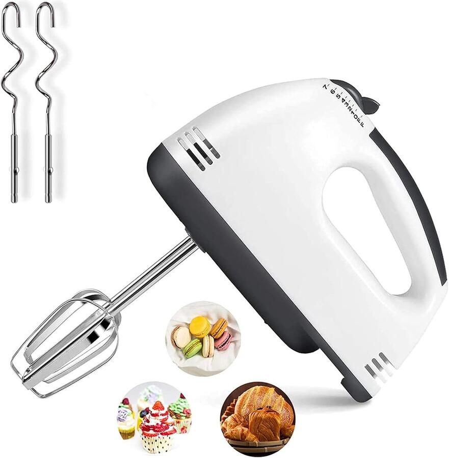 Handmixer Elektrische mixer Bakken en mixen 7 snelheden 16x18cm Zilver