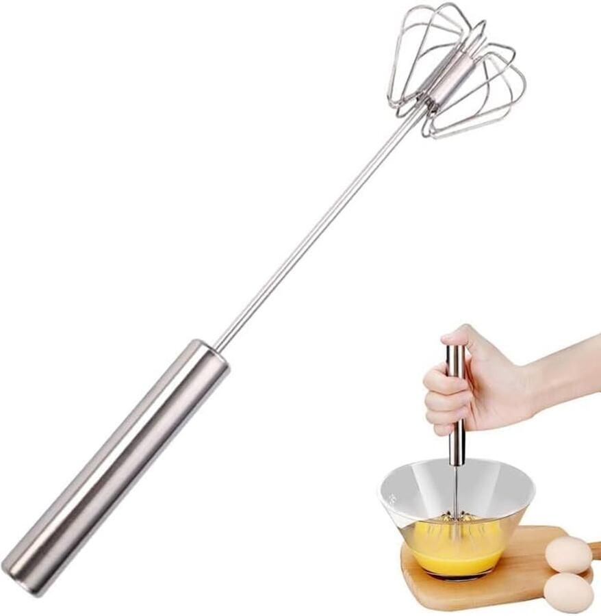 Handmixer halfautomatische garde van roestvrij staal halfautomatische roterende eierklopper handmixer roerapparaat geschikt voor in de keuken geschikt voor het kloppen van eieren thuis (25 cm)