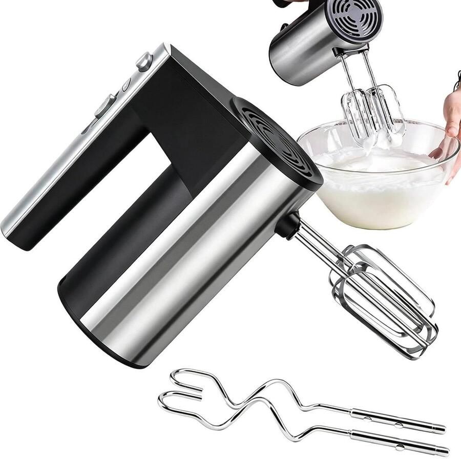 Handmixer Keuken Elektrische Mixer Bakken en Koken Stabiele Snelheidsregeling 9.5D x 17.5B x 9.5H cm Zilver