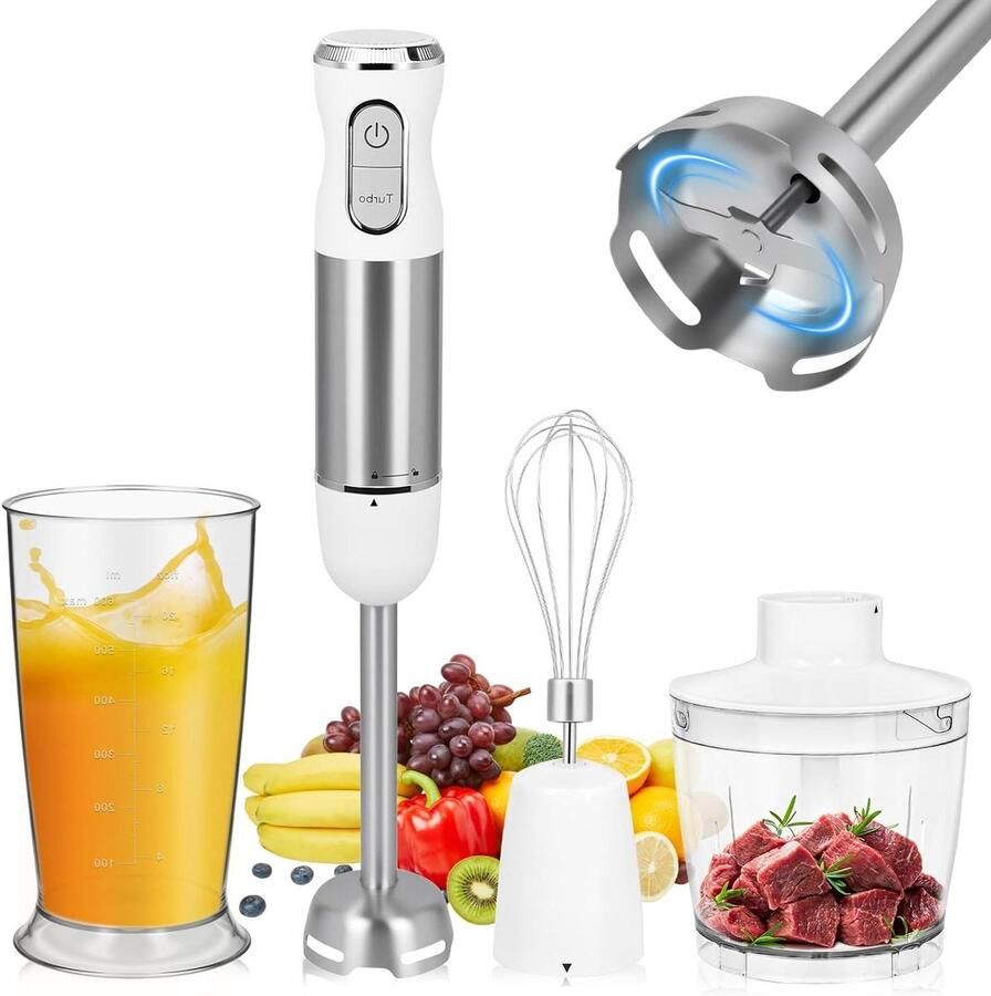 Handmixer Keukenmixer Bakken en Koken Krachtige 1000 Watt Motor 30 Snelheden Wit