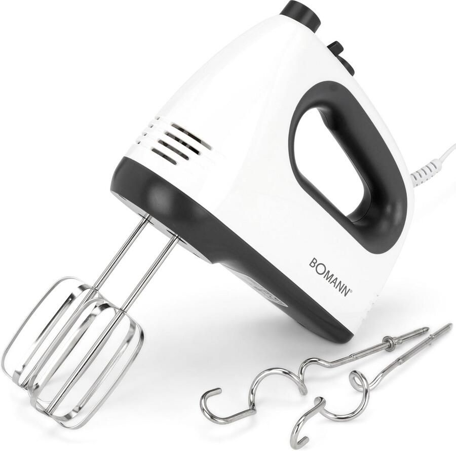 Handmixer Keukenmixer Bakken en Koken Krachtige 400W Motor 5 Snelheden Wit Grijs