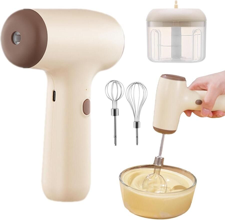 Handmixer Keukenmixer Beslag Maken Dubbele Staaf Agitatie 8.8 x 19.1 x 8.8 cm Khaki