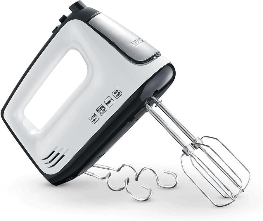 Handmixer Keukenmixer Beslag Maken Flexibel Spiraalkabel 400 Watt Wit Zwart