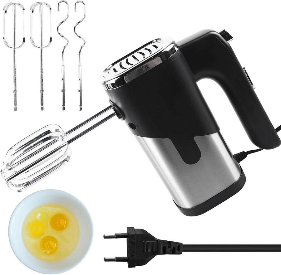 Handmixer Keukenmixer Deeg Kneden 7 Snelheden 800W Vermogen Zwart