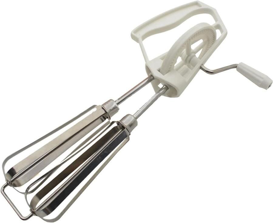 Handmixer Keukenmixer Eiermixer Beslag Maken Roestvrijstaal Mengkoppen 25 cm Wit