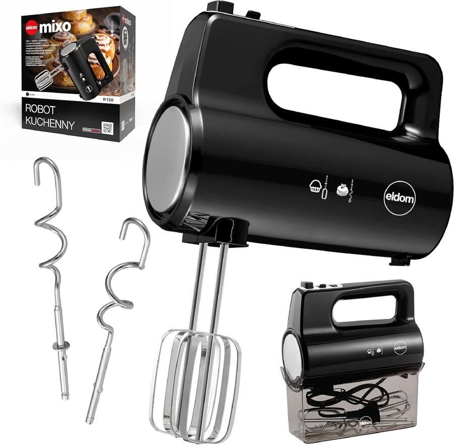 Handmixer Keukenmixer Elektrisch Bakken en Koken 5 Snelheden Turbo 400 Watt Zwart