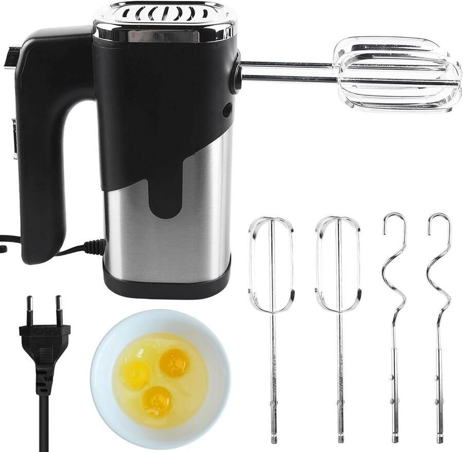 Handmixer Keukenmixer Elektrische mixer Bakken en koken 7 snelheden 800W Zwart